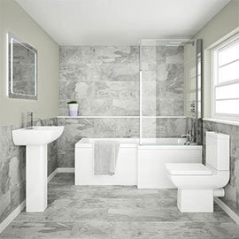 Edge Modern Shower Bath Suite Medium Image