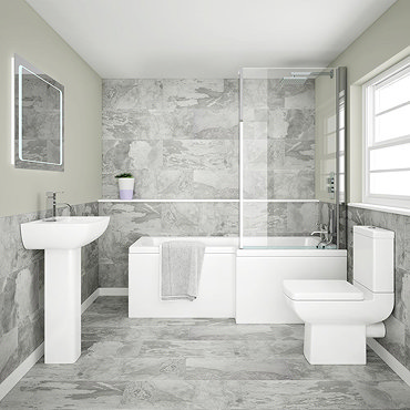 Edge Modern Shower Bath Suite  Profile Large Image