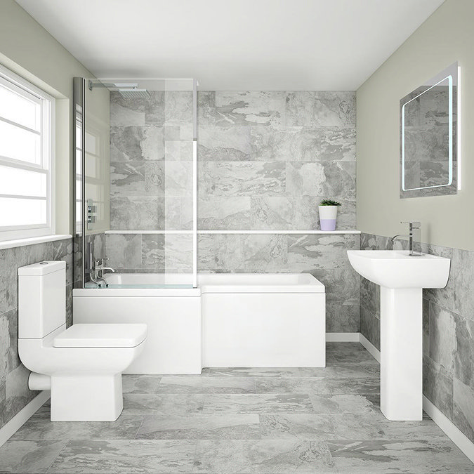Edge Modern Shower Bath Suite Left Hand Option