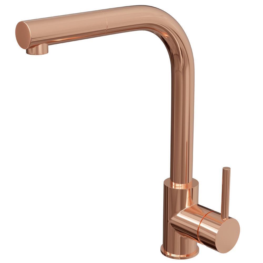 Edmonton Rose Gold Modern Kitchen Mixer Tap & Pull Out Spray