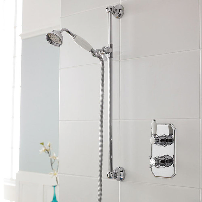 Premier Edwardian Twin Concealed Thermostatic Shower Valve & Slider Rail Kit Large Image