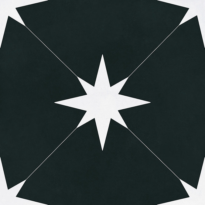 Elba Black Patterned Wall & Floor Tiles - 220 x 220mm  Profile Large Image