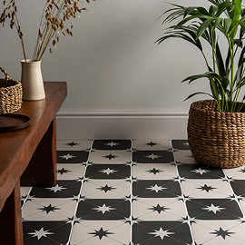 Elba Black Star Patterned Wall & Floor Tiles