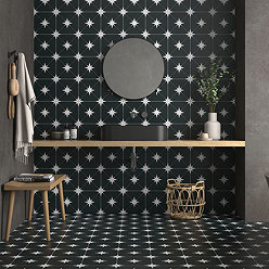 Elba Black Patterned Wall & Floor Tiles - 220 x 220mm Large Image