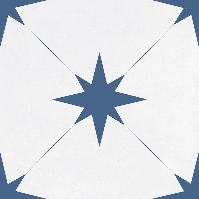 Elba Blue Inverse Patterned Wall & Floor Tiles - 220 x 220mm  Profile Large Image