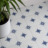 Elba Blue Inverse Star Patterned Wall & Floor Tiles - 223 x 223mm