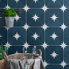 Cassola Blue Terrazzo Effect Wall and Floor Tiles - 225 x 225mm