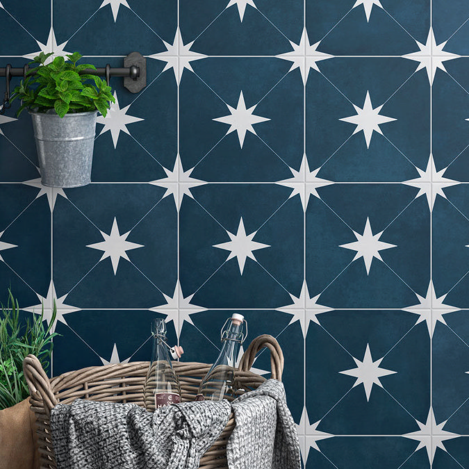 Cassola Blue Terrazzo Effect Wall and Floor Tiles - 225 x 225mm
