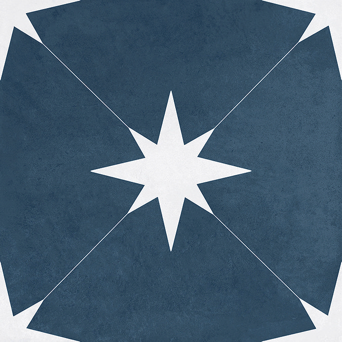 Elba Blue Star Patterned Wall & Floor Tiles - 220 x 220mm