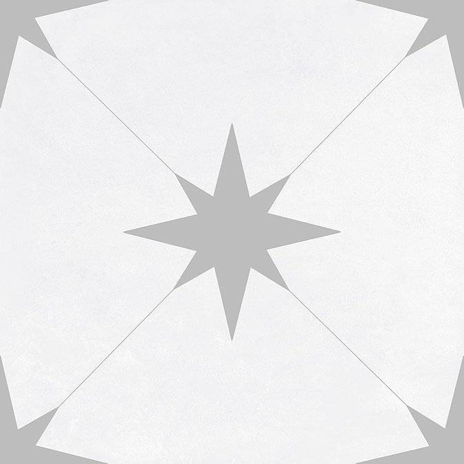 Elba Grey Inverse Star Patterned Wall & Floor Tiles - 220 x 220mm  Profile Large Image