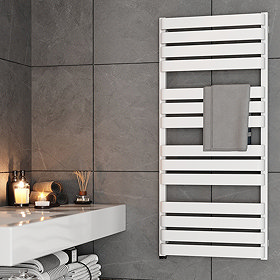 White electric towel rails