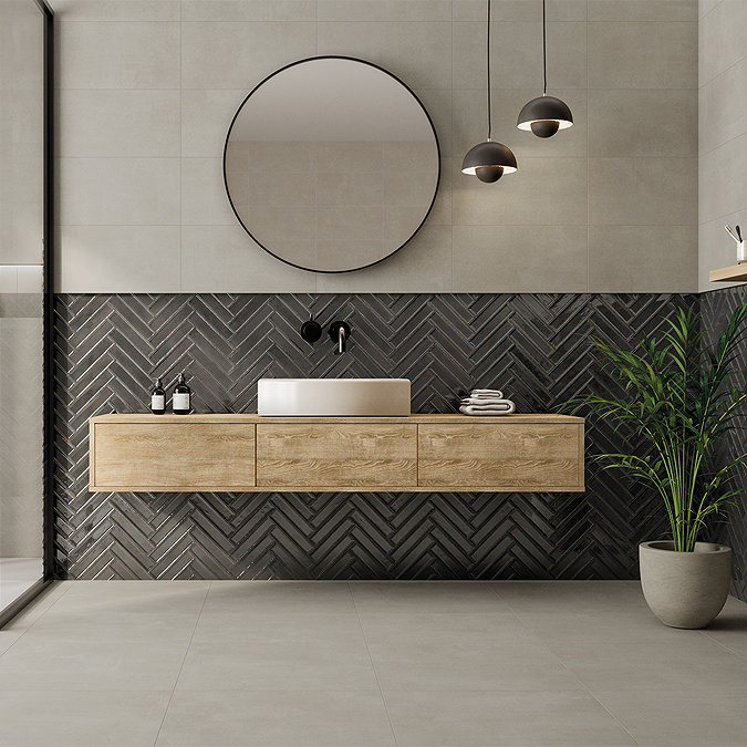 Element Chalk White Concrete Effect Wall and Floor Tiles - 300 x 600mm