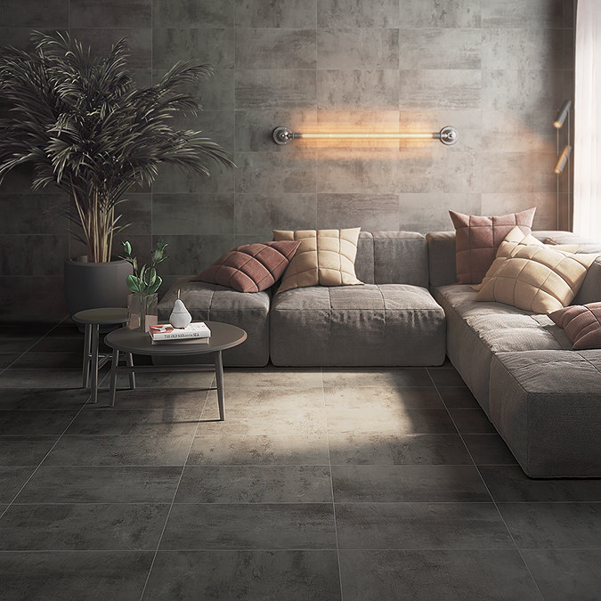 Element Charcoal Concrete Effect Wall and Floor Tiles - 300 x 600mm