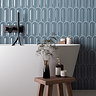 Eleonora Blue Scallop & Feather Bevelled Gloss Wall Tiles - 80 x 215mm
