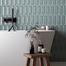 Eleonora Sage Scallop & Feather Bevelled Gloss Wall Tiles - 80 x 215mm