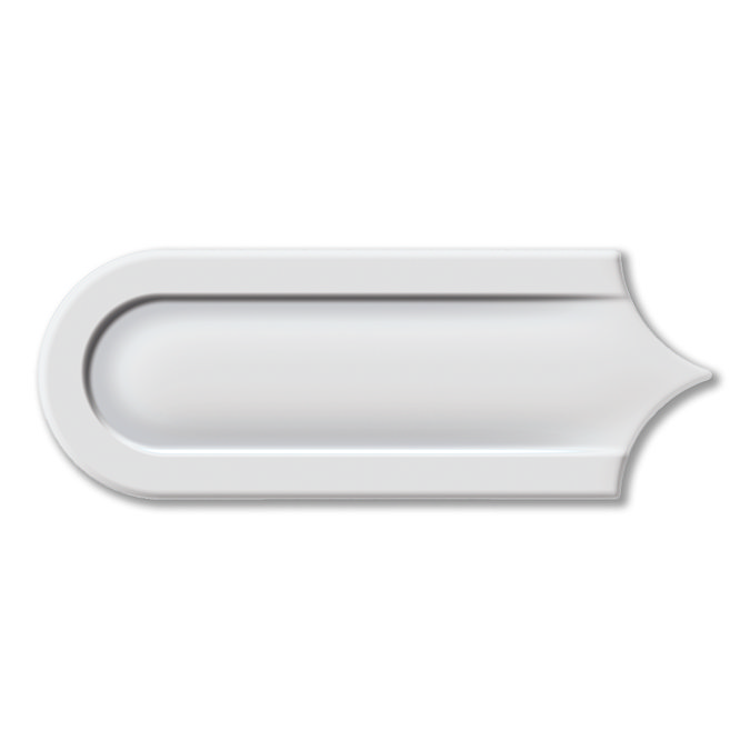 Eleonora White Scallop & Feather Bevelled Gloss Wall Tiles - 80 x 215mm