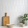 Eleonora White Scallop & Feather Bevelled Gloss Wall Tiles