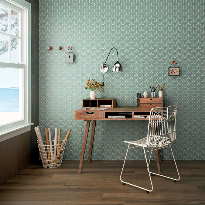 Elise Aquamarine Hexagon Wall and Floor Tiles - 170 x 520mm Large Image