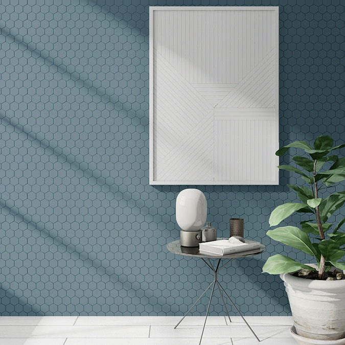Elise Blue Hexagon Wall and Floor Tiles - 170 x 520mm Large Image