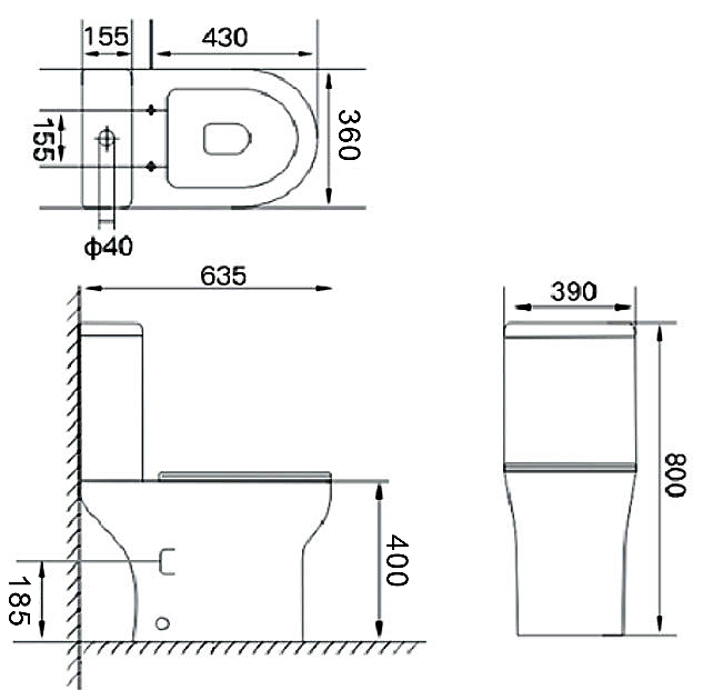 Elite Rimless Close Coupled Toilet + Soft Close Seat