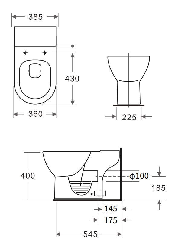 Elite Rimless Close Coupled Toilet + Soft Close Seat