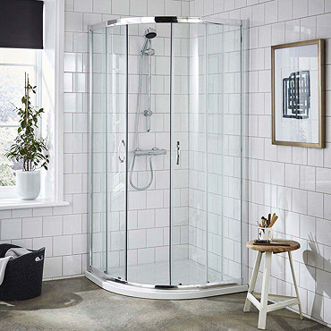 Ella Quadrant Shower Enclosure with Pearlstone Tray - 800 x 800mm - ERQ8-NTP105  Profile Large Image