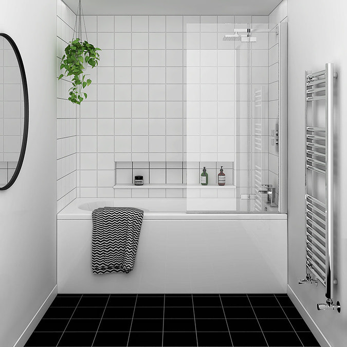 Ella 1400 Straight Hinged Bath Screen