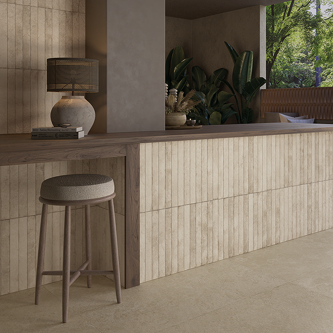 Ellerby Ivory Stone Effect Plank Wall & Floor Tiles - 48 x 450mm