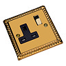 Ellis & Co 1-Gang Switched Socket Georgian Brass - Black