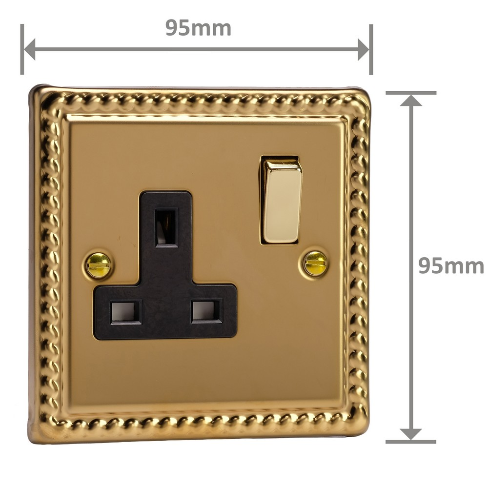 Ellis & Co 1-Gang Switched Socket Georgian Brass - Black