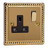 Ellis & Co 1-Gang Switched Socket Georgian Brass - Black