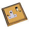 Ellis & Co 1-Gang Switched Socket Georgian Brass - White