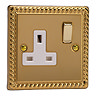 Ellis & Co 1-Gang Switched Socket Georgian Brass - White