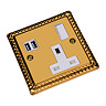 Ellis & Co 1-Gang Switched Socket with USB Ports Georgian Brass - White