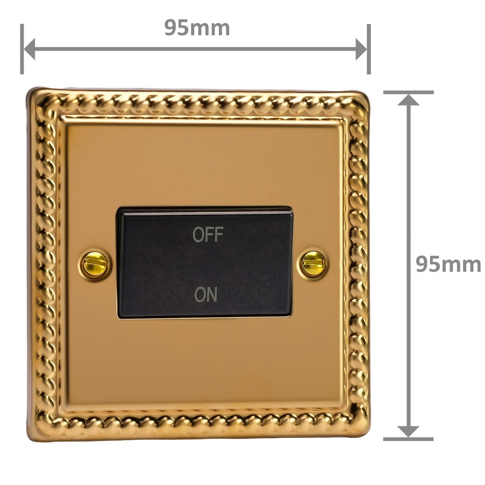 Ellis & Co 10A Fan Isolator Switch Georgian Brass - Black