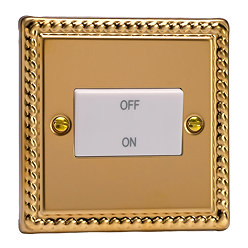 Ellis & Co 10A Fan Isolator Switch Georgian Brass - White