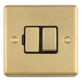 Ellis & Co 13 Amp Switched Fused Spur – Brushed Brass / Black Trim