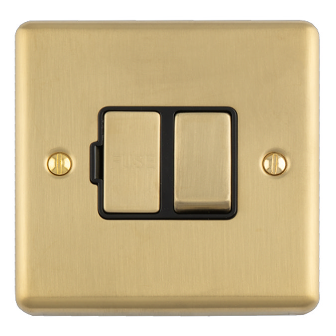 Ellis & Co 13 Amp Switched Fused Spur – Brushed Brass / Black Trim