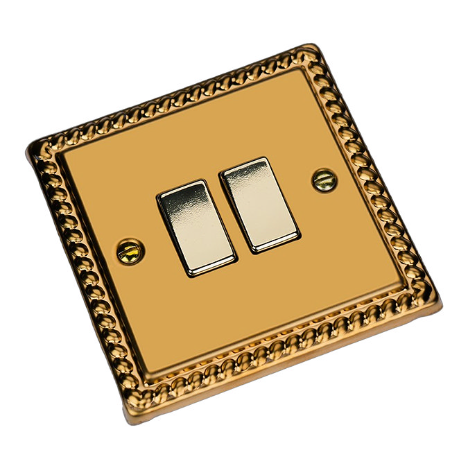 Ellis & Co 2-Gang 10A Rocker Switch Georgian Brass