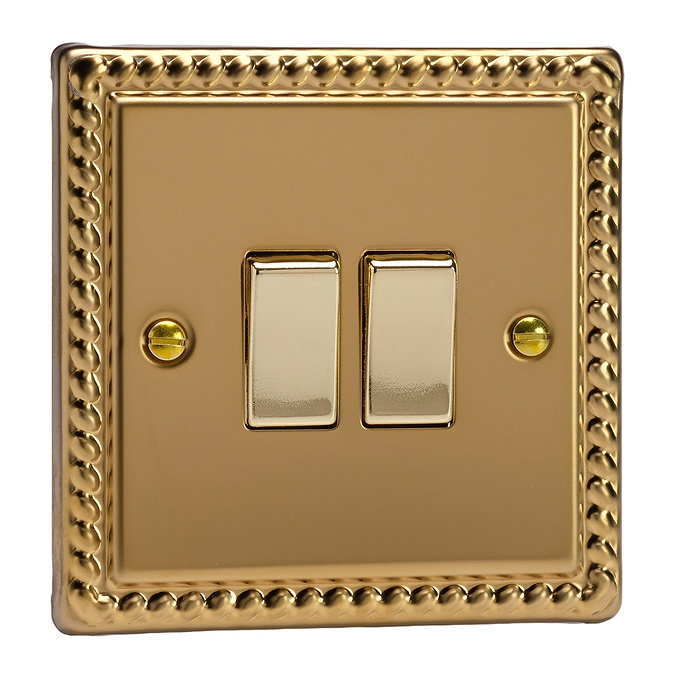 Ellis & Co 2-Gang 10A Rocker Switch Georgian Brass