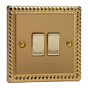 Ellis & Co 2-Gang 10A Rocker Switch Georgian Brass
