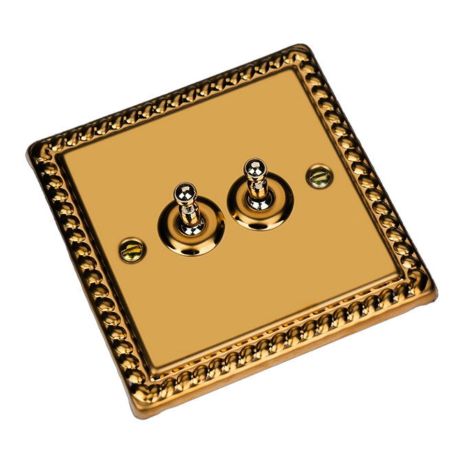Ellis & Co 2-Gang 10A Toggle Switch Georgian Brass