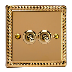 Ellis & Co 2-Gang 10A Toggle Switch Georgian Brass