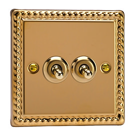 Ellis & Co 2-Gang 10A Toggle Switch Georgian Brass