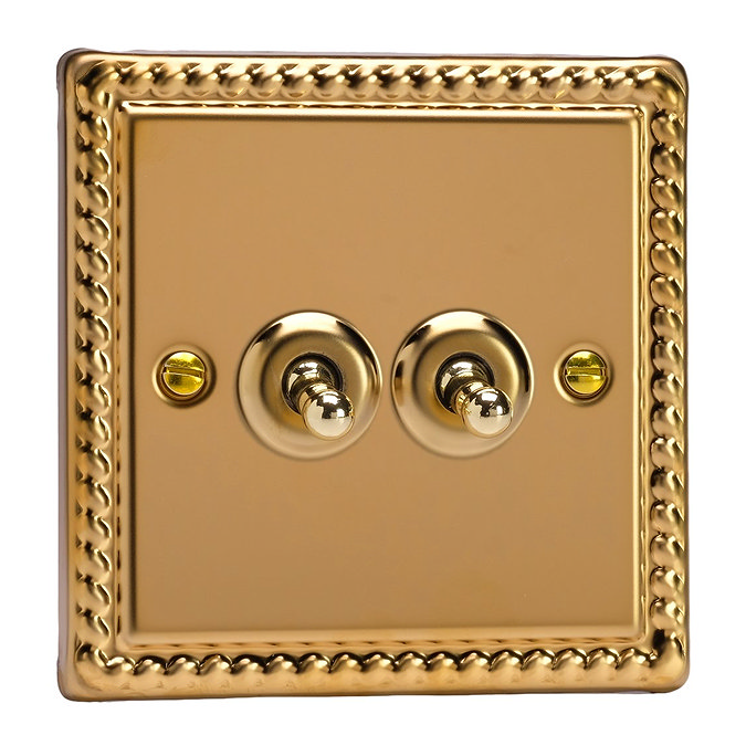 Ellis & Co 2-Gang 10A Toggle Switch Georgian Brass