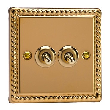 Ellis & Co 2-Gang 10A Toggle Switch Georgian Brass