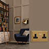 Ellis & Co 2-Gang Switched Socket Georgian Brass - Black