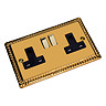 Ellis & Co 2-Gang Switched Socket Georgian Brass - Black