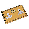 Ellis & Co 2-Gang Switched Socket Georgian Brass - White
