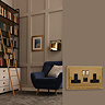 Ellis & Co 2-Gang Switched Socket with USB A & C Ports Georgian Brass - Black